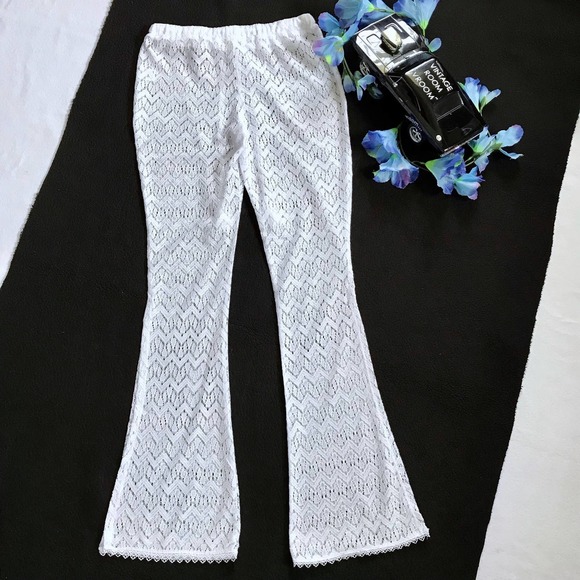 ❌SOLD❌ Miken Swim NWOT Sheer Crochet Swim Coverup Flare Pant Women XS - Picture 7 of 12